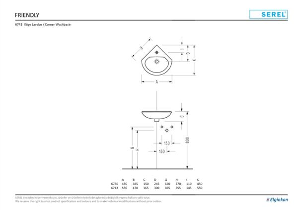 SEREL FRIENDLY KÖŞE LAVABO 55*55