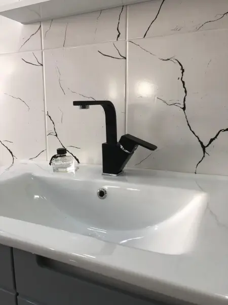 Ar Lunetta Lavabo Bataryası Mat Siyah Kuğu Borulu