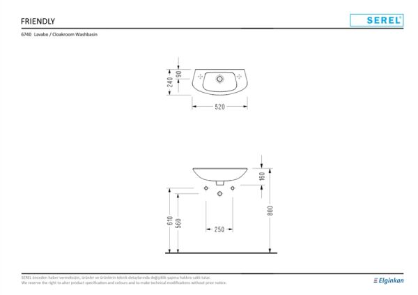 SEREL FRIENDLY DAR LAVABO 24x52 cm