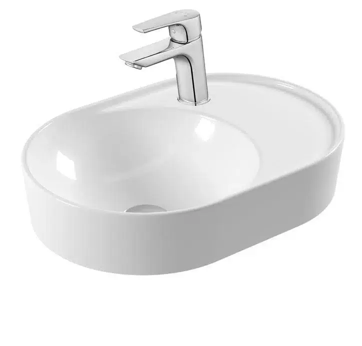 Serel Sapphire Tezgah Üstü, Sağ Armatür Delikli Oval Lavabo, 50 cm
