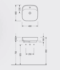 Serel Nita Köşeli Tezgah Üstü Lavabo, 46 cm