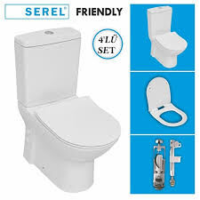 Serel Friendly Kanalsız Duvara Sıfır Klozet + Rezervuar + İç Takım + Blaze Slim Yavaş Kapanan Kapak 4'lü Set
