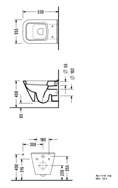 Sere Diagonal 53 cm Asma Klozet