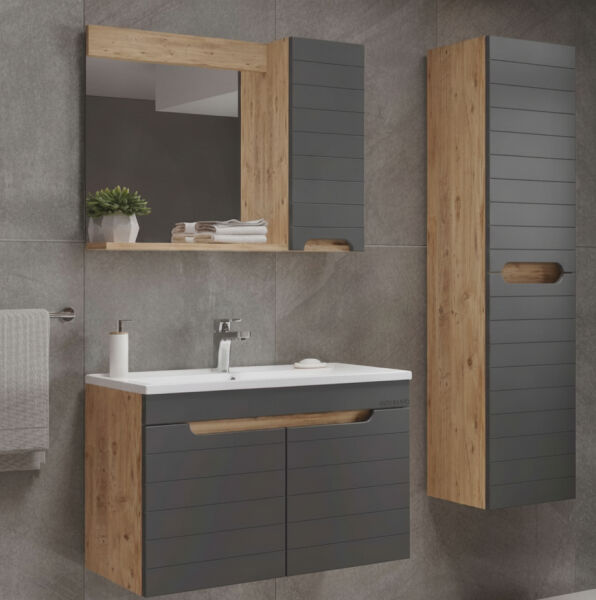 Avos hülya  Banyo Dolabı 65 Cm Antlantik çam Antrasit